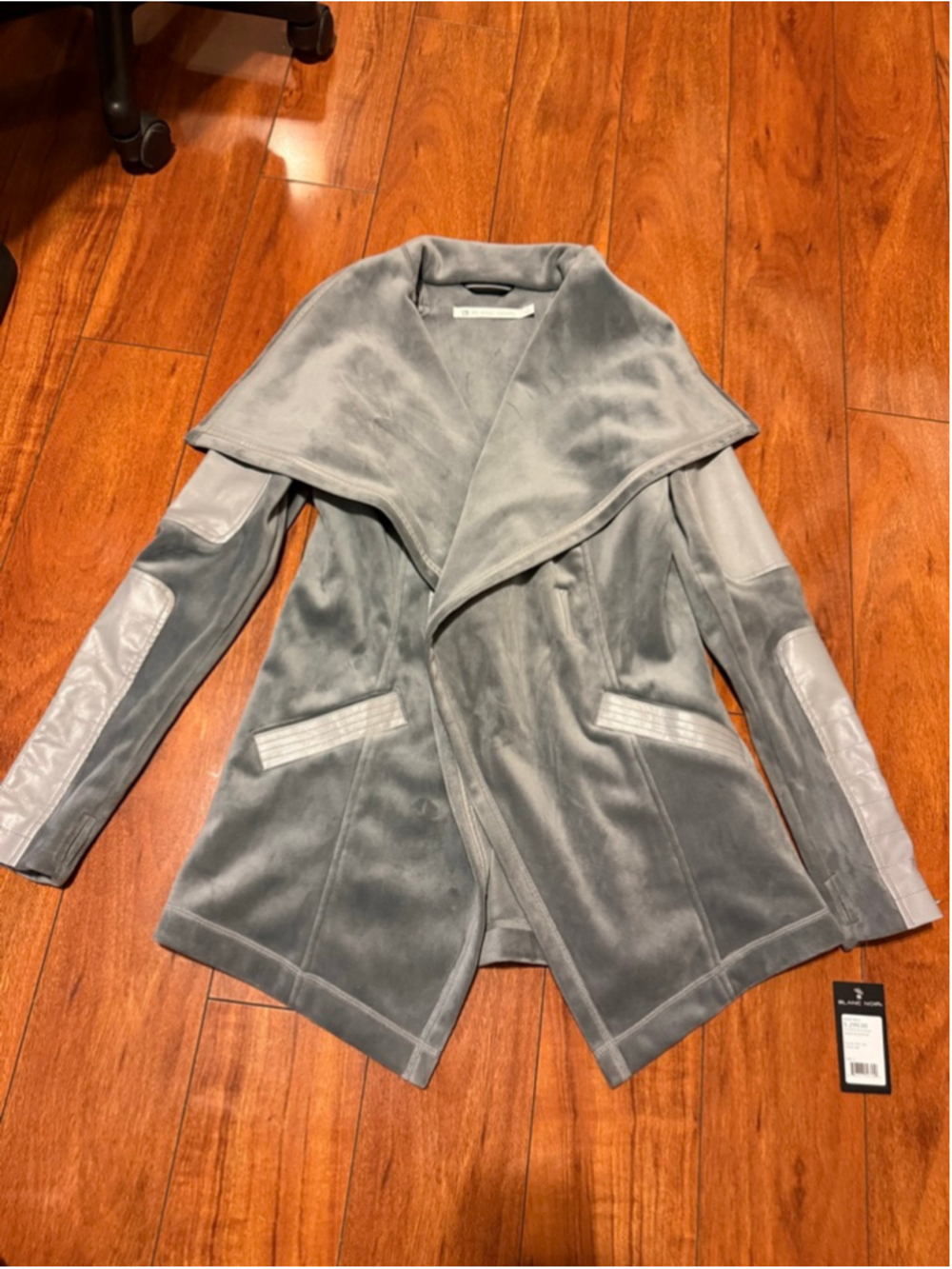 Women's Blanc Noir Grey Draped Velour Jacket S